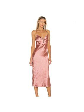 Camila Coelho Womens Dress Rust Pink Satin Arnoldo Midi Dress Size XS New